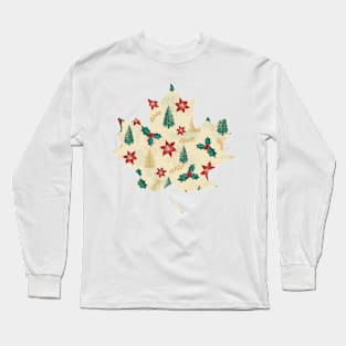 Christmas Retro Floral Pattern Long Sleeve T-Shirt